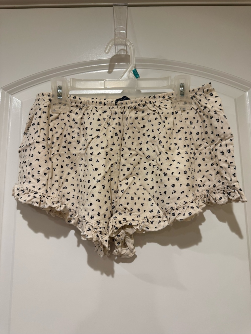 Brandy Melville Cream Shorts with Black Floral Print